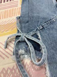 newme Denim Skirt with Tie Detail