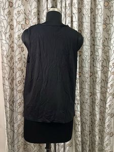 Black Lace Yoke Sleeveless Top