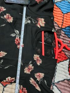 Floral Print Black Kurta