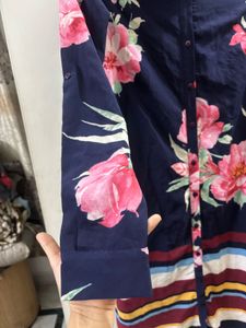 ZINK LONDON Navy Floral Button-Up Shirt Dress
