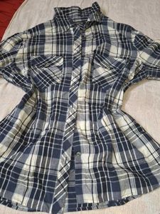 Blue Checked Shirt For Girls