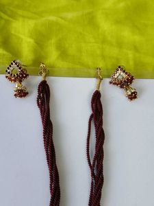 Exquisite Red Beaded Necklace &amp; Earrings Set