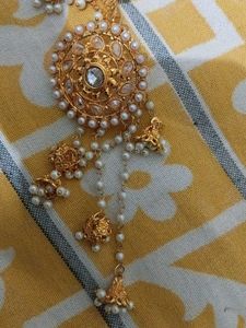 Ethnic Pearl &amp; Gold Tone Bahubali Earrings