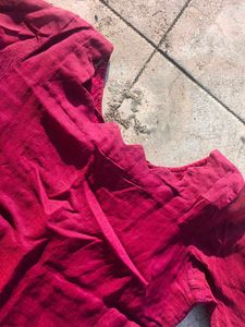 Maroon Cotton Kurta