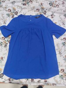 Vibrant Blue Button-Up Top (Slightly Transparent)