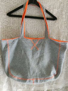 Gray Tote Bag with Orange Trim