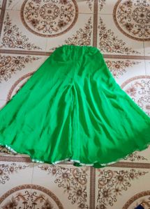 Elegant Green Suit with Silver Lace Work