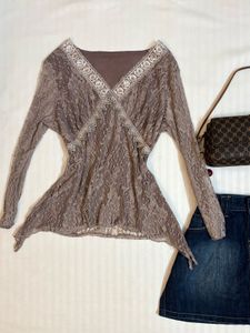 Y2K Mesh Handkerchief Top