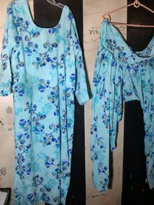 Light Blue Floral Kurta Set