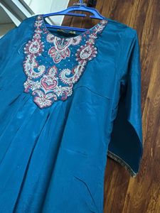 Teal Kurta with Embroidery