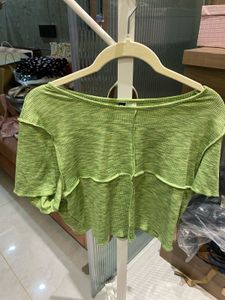 Light Green Textured Cropped Top