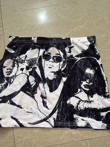 Y2K Graphic Print Crop Top &amp; Skirt Set