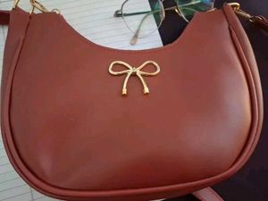 Red Bow Accent Hobo Bag