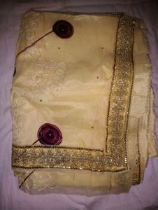 Beautiful Yellow Saree Embellishments