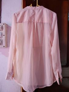 Chic Pink Pleated Long Sleeve Top