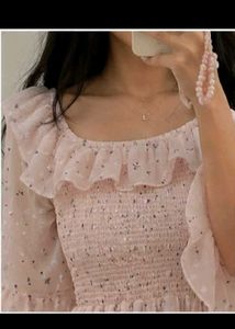 Cute Pink Floral Ruffle Dress