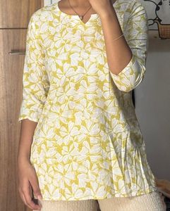 Stylish Yellow Floral Tunic kurti