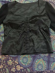 Black Sheer Sleeve Top