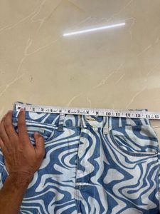 Retro Swirl Print Wide Leg Jeans