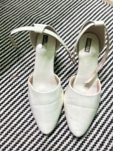 White Flat Sandals with Ankle Strap