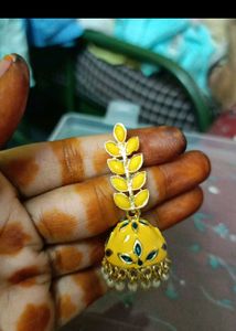 Yellow Jhumka Earrings