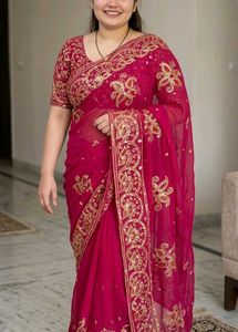 darbari Embroidered Pink Saree
