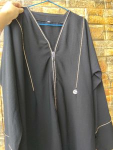 Elegant Black Abaya with front zipper
