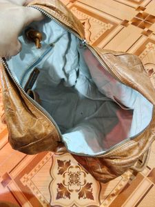 Stylish Tan Croc Embossed Hobo Bag