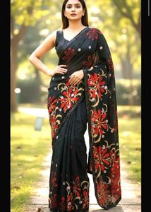 Black Floral sequin Saree 🖤