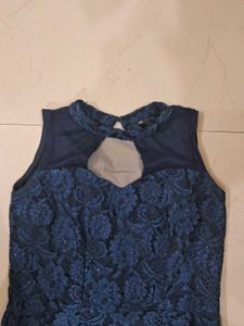 Elegant Navy Blue Lace Gown