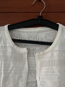 White Crocheted Bolero Cardigan