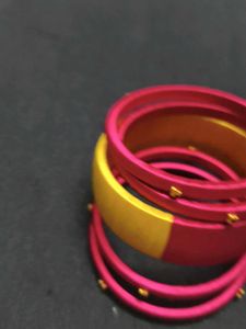 Pink &amp; Yellow Silk Thread Bangles