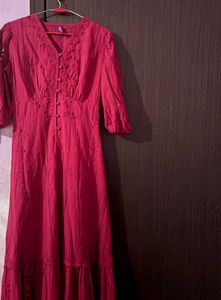 pink embroidery dress