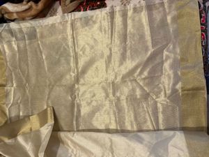 Elegant Cream &amp; Gold Saree