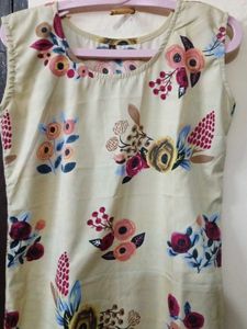 Light Yellow Floral Print Kurta