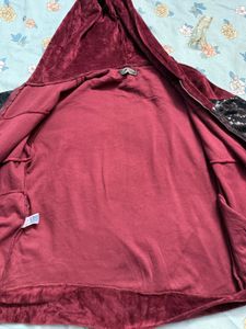Maroon Velvet Sequin Hoodie