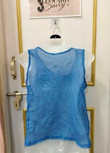 Blue Mesh Tank Top