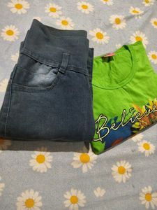 women Blue Denim Jeans &amp; shirt 🩶