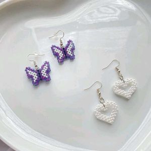 Beaded Butterfly & Heart Earrings