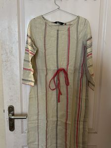 Striped Linen Drawstring Dress
