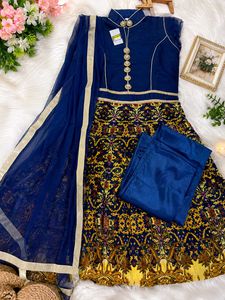 Elegant Blue &amp; Gold Lehenga Choli