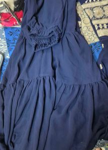 Elegant Navy Blue Embroidered Shaara kurta