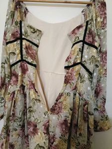 Floral Print Long Sleeve Mini Dress