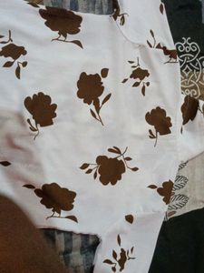 White Floral Print Button-Up Shirt