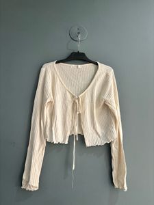 Cream Tie-Front Cardigan