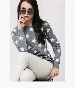 Grey Star Print Sweatshirt