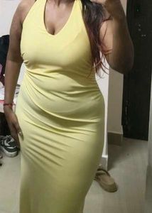Yellow Halter Neck Bodycon Dress