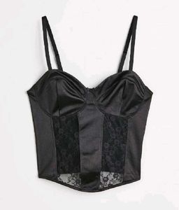 Black Satin Lace Corset Top