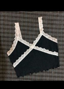 sale ! lace trimmed black top