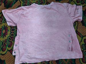 Pink Cropped "Shine" T-Shirt
